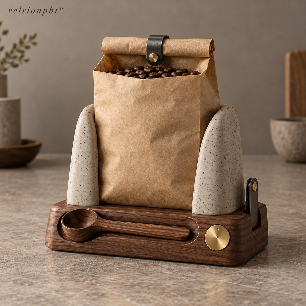 Velrionpbr Brew Dial Coffee Bag Dock with matching scoop and clip, main product view