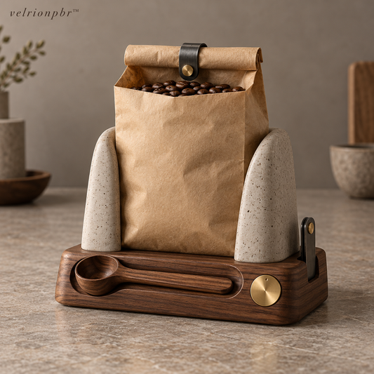 Velrionpbr Brew Dial Coffee Bag Dock with matching scoop and clip, main product view