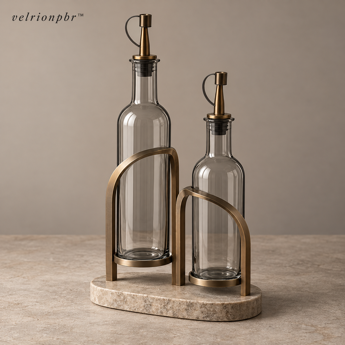 Velrionpbr Twin Arch Oil and Vinegar Cruet Dock Set, main product view