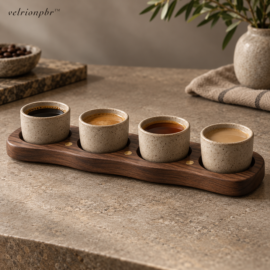 Velrionpbr Coffee Flight Tasting Rail with four mini cups, main product view