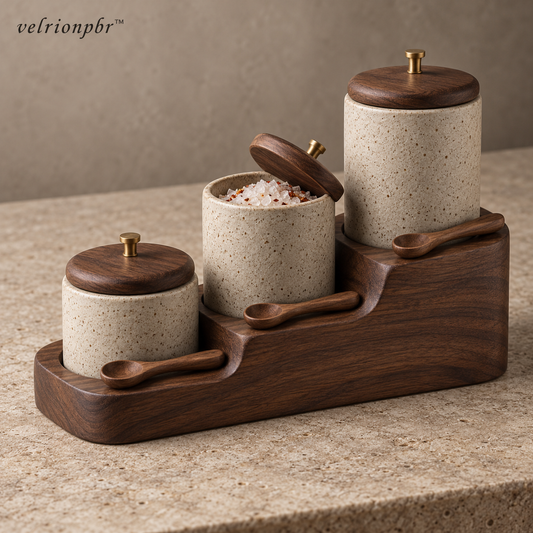 Velrionpbr Stairstep Spice Cellar Trio with display stand, main product view