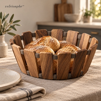 Foldline Bread Basket and Trivet styled on a dining table