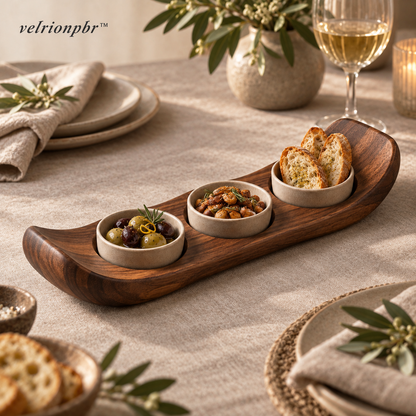 Tidal Bridge Mezze Board arranged for serving snacks and dips