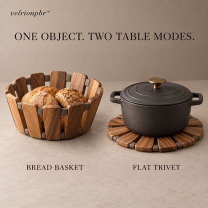Foldline Bread Basket showing its convertible basket and trivet arrangement